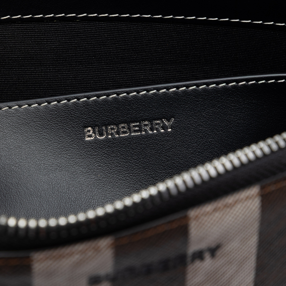 Pre-Loved Burberry Check Coated Canvas Zip Pouch - Picture 5 of 7
